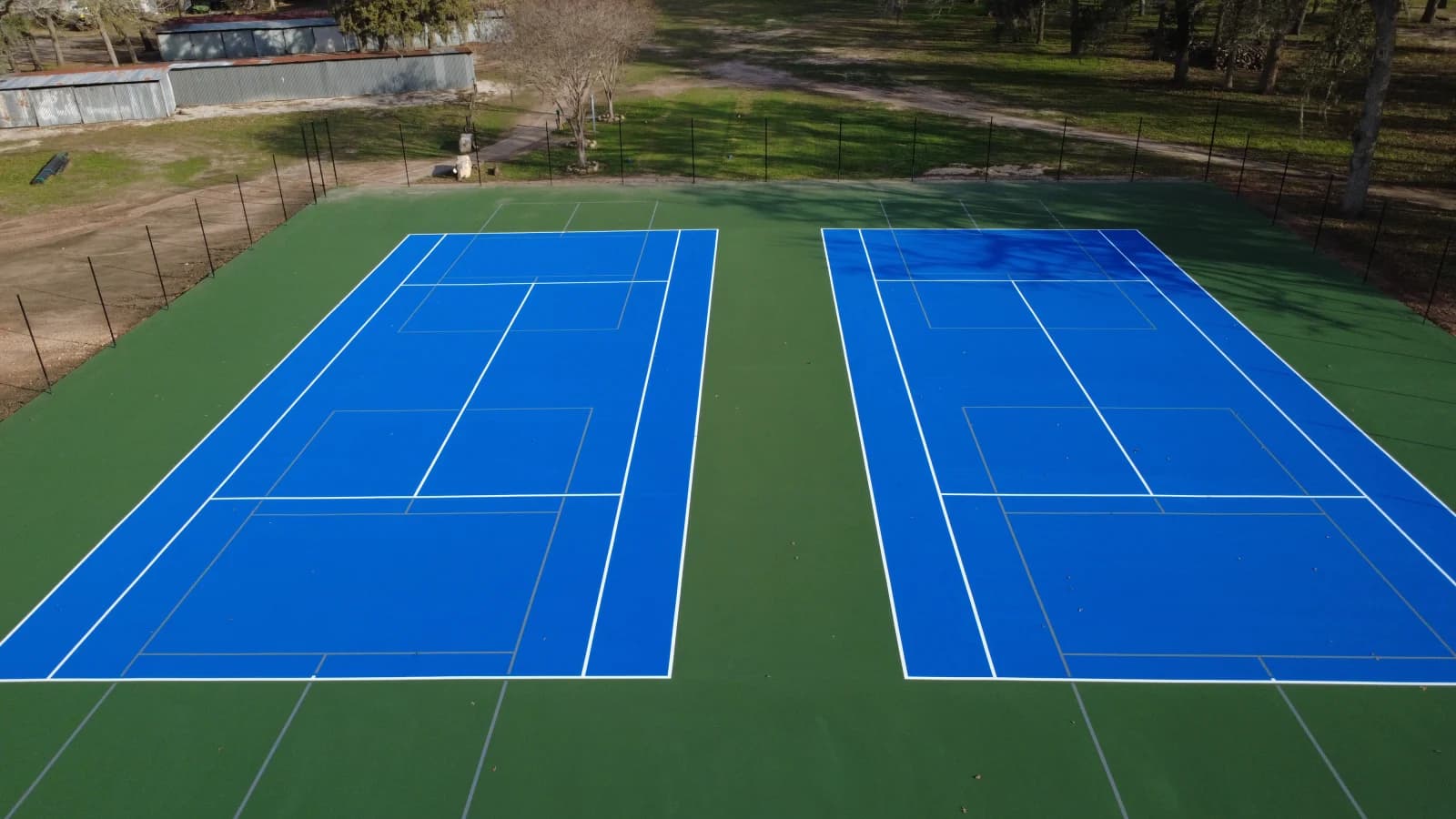 Aerial view of freshly resurfaced courts by Pro Court Surfaces